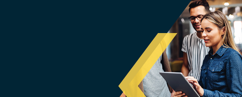 Businessman and businesswoman watch a live SAP S4HANA Cloud Public Edition demo